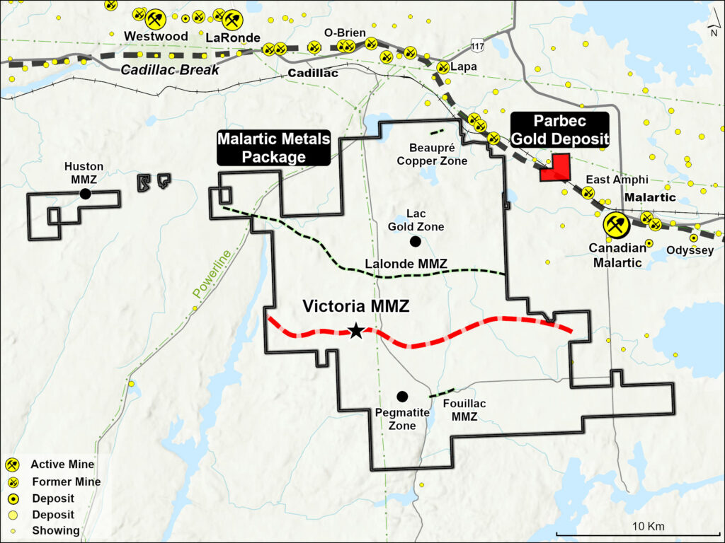 Parbec Location Map in Malartic Mining Camp